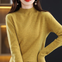 加厚半高領羊毛衫女100 純羊毛針織打底衫寬松秋冬季洋氣羊絨毛衣