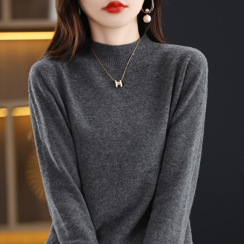 加厚半高領羊毛衫女100 純羊毛針織打底衫寬松秋冬季洋氣羊絨毛衣