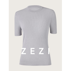 zezi桑蠶絲針織短袖女新款超細紗線針織打底衫通勤純色圓領內搭