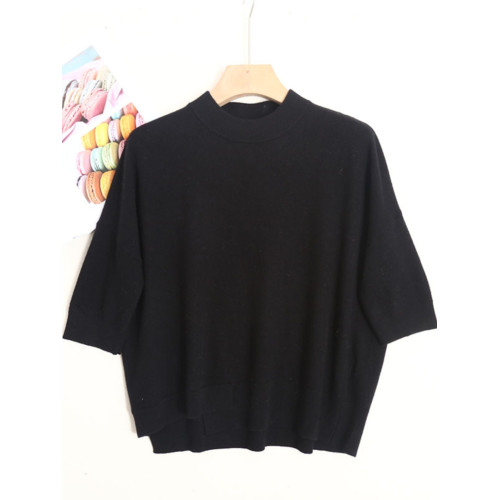 100%純羊絨剪標秋冬款打底衫內搭毛衣女士寬松短袖半高領上衣