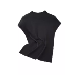 微胖冰絲針織衫女夏設計感小衆高級感大碼飛飛袖半高領內搭打底衫