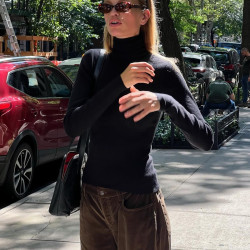 Frankies bikinis 黑色高領打底衫 修身生肩顯瘦內搭 包臀裙褲