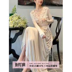 sorozien芍子【畫廊女孩】原創復古法式針織打底衫上衣半裙套裝女