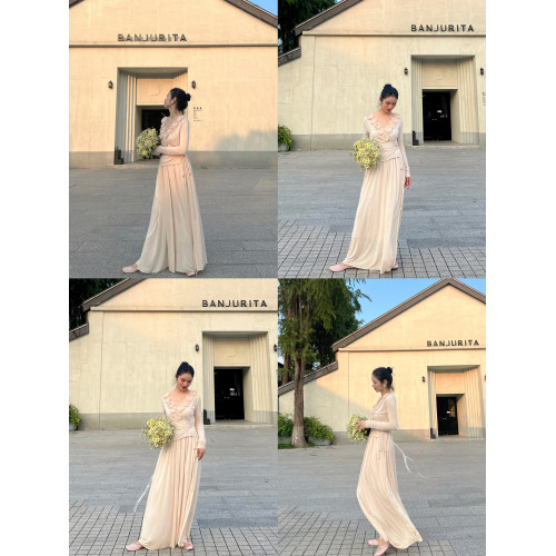 sorozien芍子【畫廊女孩】原創復古法式針織打底衫上衣半裙套裝女