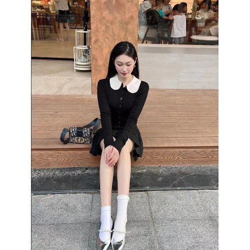 原C萊賽爾+綿羊毛！娃娃領針織衫女2025秋冬熟女風長袖打底衫毛衣