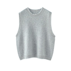 新款保暖羊絨背心外穿時尚圓領寬松無袖毛衣慵懶羊毛針織打底衫女
