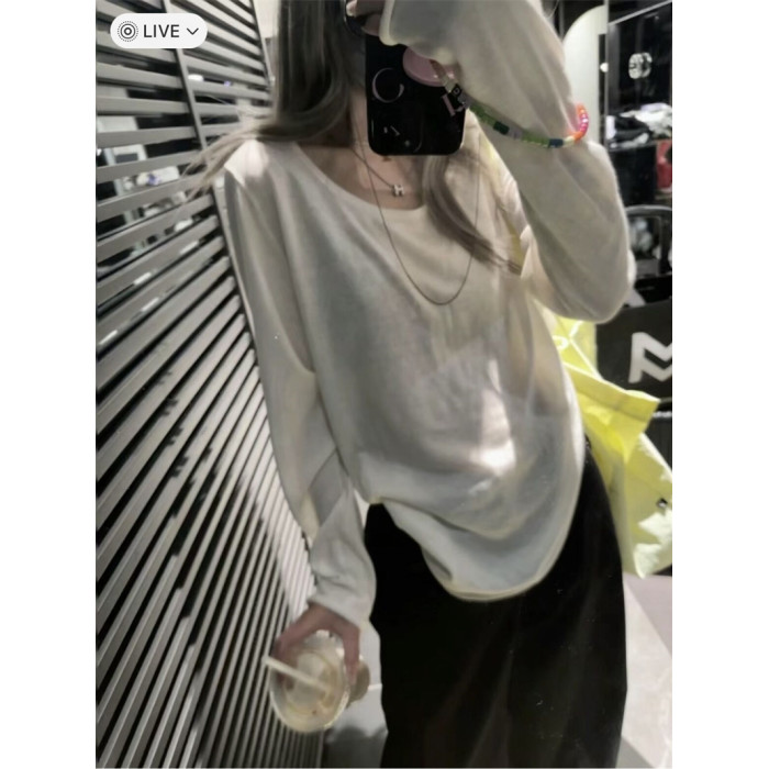 2025春季好物溫柔薄透的含羊毛打底衫 3色囤簡約上衣女 2025春季好物溫柔薄透的含羊毛打底衫 3色囤簡約上衣女