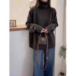 堆堆領寬松慵懶長袖加厚保暖羊絨毛衣女秋冬新款羊毛針織打底衫潮