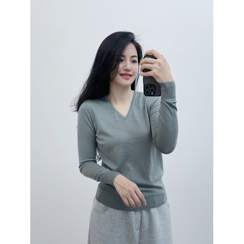 U＋剪標羊毛衫系列~100%美麗諾羊毛春秋薄款細膩親膚長袖打底衫女