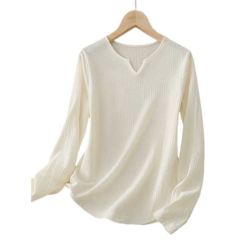 IHIMI海謐修身V領針織衫女2025秋季新款純色百搭洋氣打底衫上衣