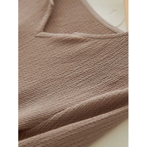 IHIMI海謐修身V領針織衫女2025秋季新款純色百搭洋氣打底衫上衣