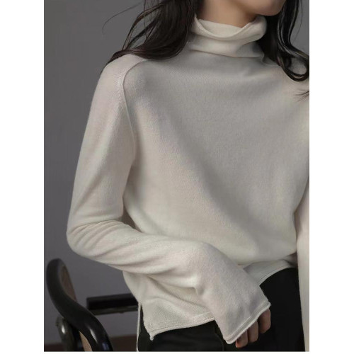 內搭慵懶百搭純色羊毛針織打底衫女秋冬新款長袖堆堆領羊絨毛衣潮