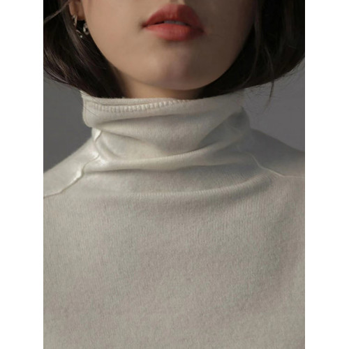 內搭慵懶百搭純色羊毛針織打底衫女秋冬新款長袖堆堆領羊絨毛衣潮