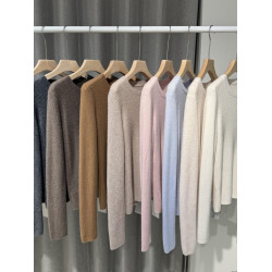 復古調性拉滿~秋冬圓領坑條修身羊毛羊絨針織打底衫上衣 百搭款女