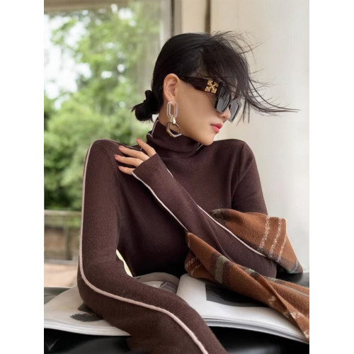 Basic House/百家好法式軟糯高領打底衫內搭配大衣修身毛衣女早秋