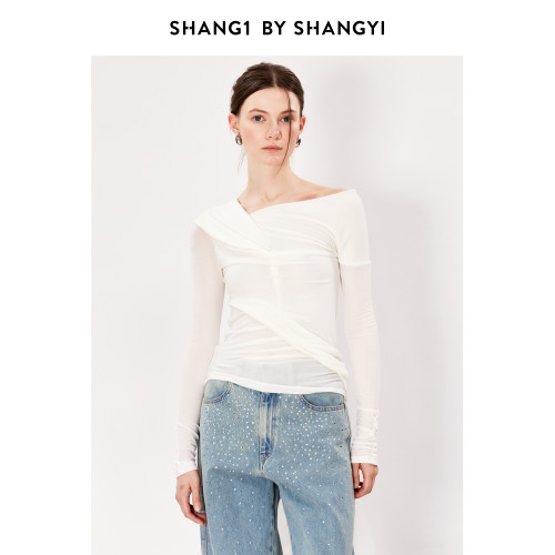 SHANG1 BY SHANGYI長袖打底衫女可外穿早秋新款綿羊毛設計感內搭