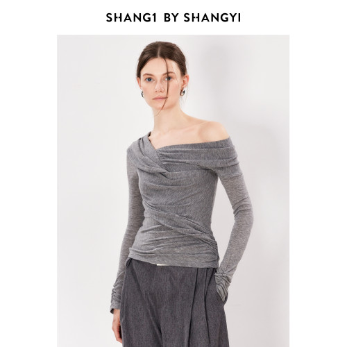 SHANG1 BY SHANGYI長袖打底衫女可外穿早秋新款綿羊毛設計感內搭