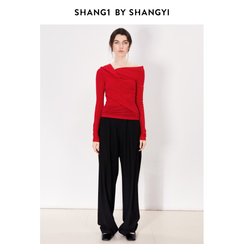 SHANG1 BY SHANGYI長袖打底衫女可外穿早秋新款綿羊毛設計感內搭