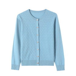 恒源祥100%純羊毛針織開衫女秋冬新款品牌時尚大碼打底衫媽媽毛衣