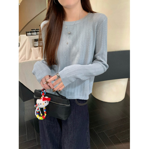 2024新款入秋韓系圓領打底衫女內搭毛衣高級感秋冬長袖針織衫上衣