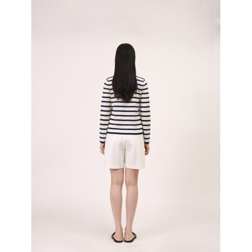 林喬芝2023新款小衆設計高級感100%羊毛條紋針織衫打底衫毛衣女