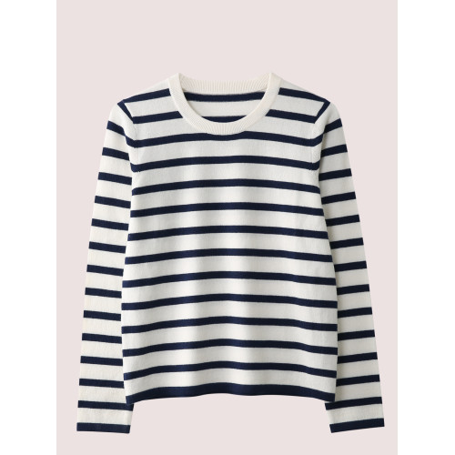 林喬芝2023新款小衆設計高級感100%羊毛條紋針織衫打底衫毛衣女