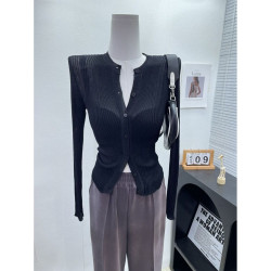 單穿or內搭！INS洋氣單排釦長袖針織衫上衣女薄款修身顯瘦打底衫