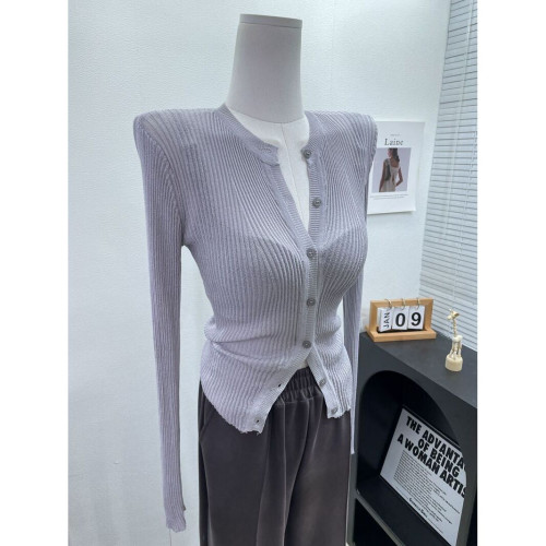 單穿or內搭！INS洋氣單排釦長袖針織衫上衣女薄款修身顯瘦打底衫