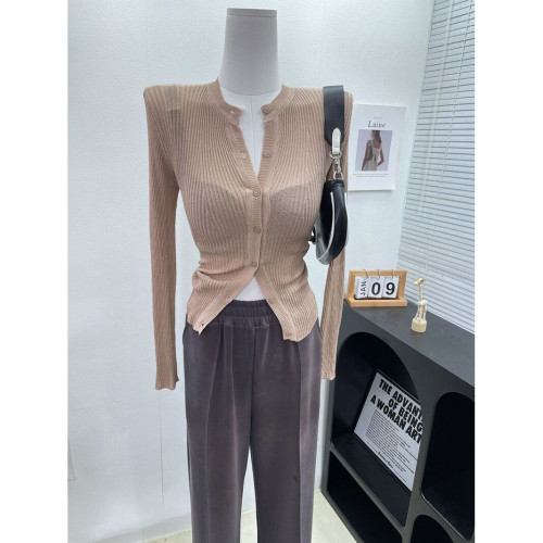 單穿or內搭！INS洋氣單排釦長袖針織衫上衣女薄款修身顯瘦打底衫