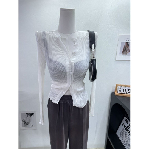 單穿or內搭！INS洋氣單排釦長袖針織衫上衣女薄款修身顯瘦打底衫