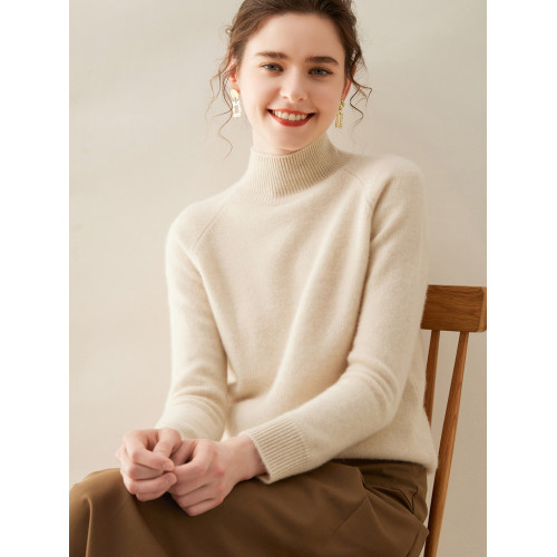 2024冬季新款半高領羊絨衫女加厚親膚山羊絨毛衣內搭針織衫打底衫