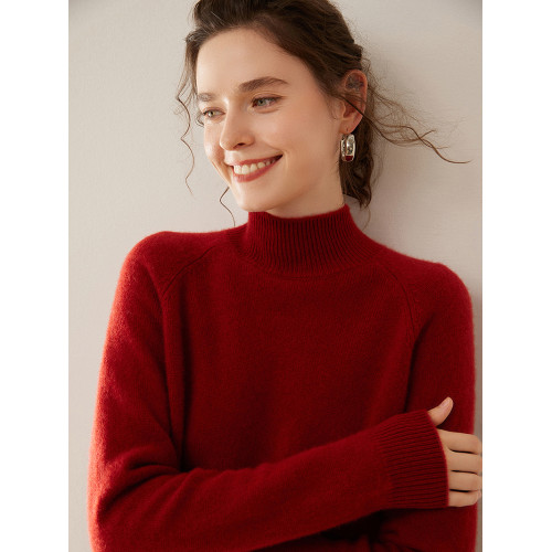 2024冬季新款半高領羊絨衫女加厚親膚山羊絨毛衣內搭針織衫打底衫