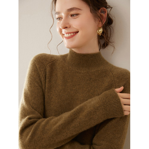 2024冬季新款半高領羊絨衫女加厚親膚山羊絨毛衣內搭針織衫打底衫