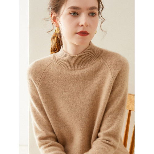 2024冬季新款半高領羊絨衫女加厚親膚山羊絨毛衣內搭針織衫打底衫