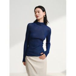 EP雅瑩2025春夏新款女裝 堆堆領彈力修身內搭彈力針織打底衫9910A