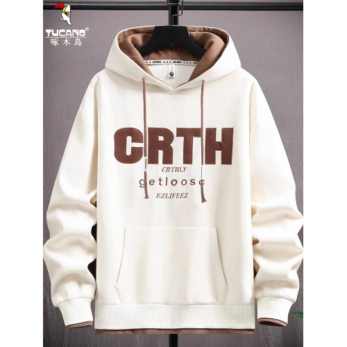 啄木鳥秋冬款衛衣男孩青少年初中學生加絨連帽衣服大童加厚打底衫