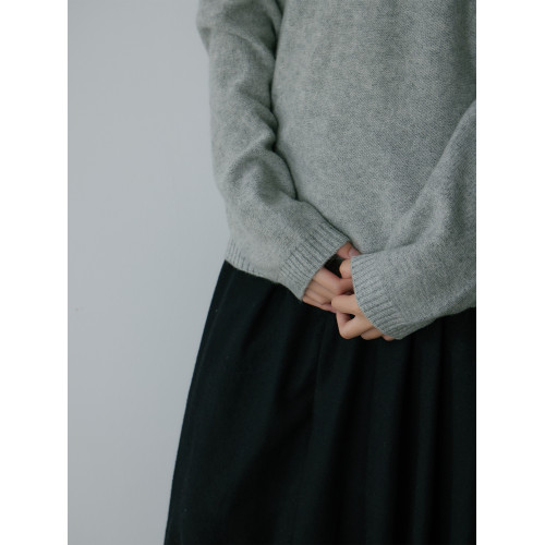 kani 灰色冷淡系高級感亨利領羊毛針織打底衫內搭上衣女秋冬毛衣