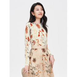 珂萊蒂爾outlets  羊毛衫女長袖印花打底衫