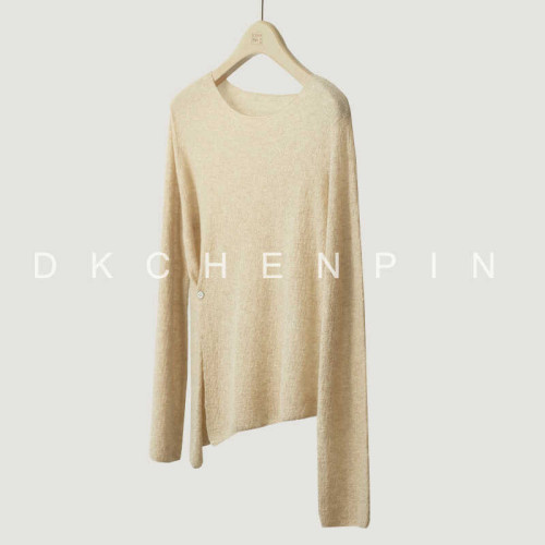 羊毛針織衫時尚不規則長袖薄款打底衫秋季新款洋氣上衣