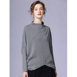 咫尺寬松蝙蝠袖圓領套頭針織衫2025春裝新款女裝時尚大碼女打底衫