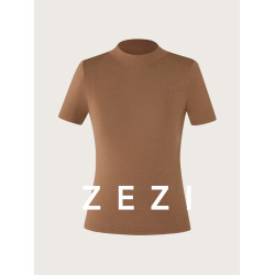 zezi新款針織衫短袖100羊毛德國敭子紗線柔軟打底衫純色針織百搭