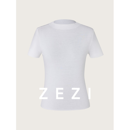 zezi新款針織衫短袖100羊毛德國敭子紗線柔軟打底衫純色針織百搭