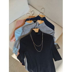 5色氣質上衣！！120s無縫超細羊毛針織衫，超絕的中袖高領打底衫