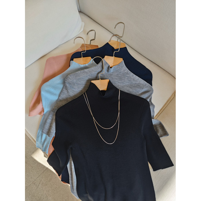 5色氣質上衣!!120s無縫超細羊毛針織衫,超絕的中袖高領打底衫 5色氣質上衣!!120s無縫超細羊毛針織衫,超絕的中袖高領打底衫