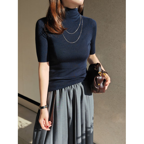 5色氣質上衣!!120s無縫超細羊毛針織衫,超絕的中袖高領打底衫 5色氣質上衣!!120s無縫超細羊毛針織衫,超絕的中袖高領打底衫