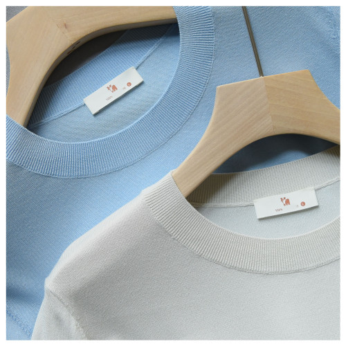 90支chao細 桑蠶絲涼感女短袖夏季針織衫薄上衣打底衫套頭圓領T恤