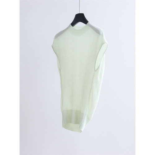 天絲+桑蠶絲半高領針織衫女夏季新款無袖修身顯瘦打底衫內搭上衣