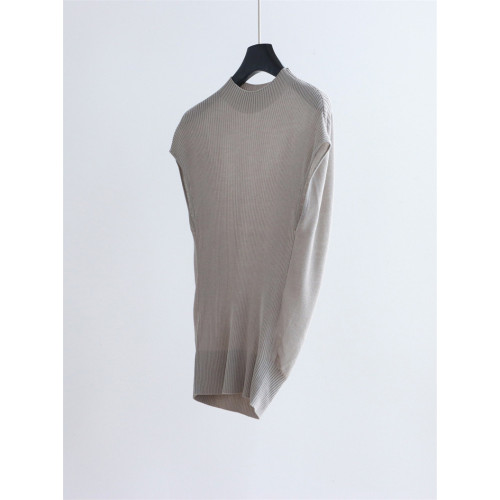 天絲+桑蠶絲半高領針織衫女夏季新款無袖修身顯瘦打底衫內搭上衣