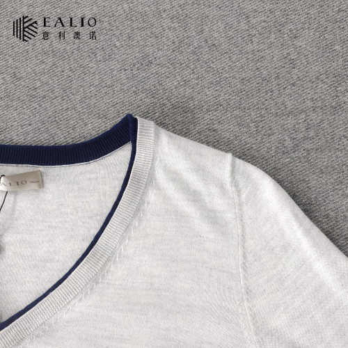 EALIO女士V領套頭長袖純色打底衫針織衫19101