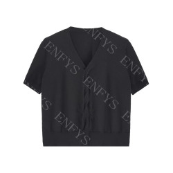 2025夏季新款女裝白色V領短袖毛針織衫女寬松套頭打底衫時尚洋氣